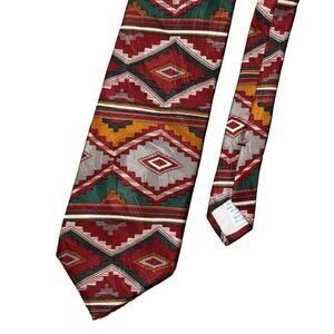 Vintage Rockmount Ranch Wear Silk Tie USA Aztec Native American Denver